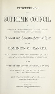 Cover of Proceedings of the Supreme Council of Canada Annual Session for 1875