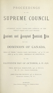 Cover of Proceedings of the Supreme Council of Canada Annual Session for 1876