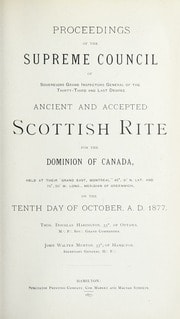 Cover of Proceedings of the Supreme Council of Canada Annual Session for 1877