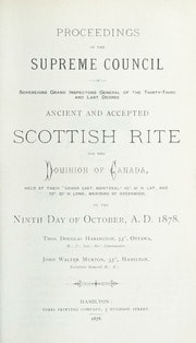 Cover of Proceedings of the Supreme Council of Canada Annual Session for 1878