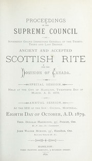 Cover of Proceedings of the Supreme Council of Canada Annual Session for 1879