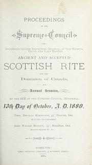 Cover of Proceedings of the Supreme Council of Canada Annual Session for 1880