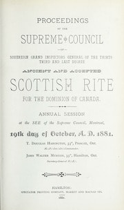 Cover of Proceedings of the Supreme Council of Canada Annual Session for 1881