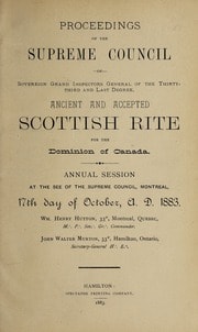Cover of Proceedings of the Supreme Council of Canada Annual Session for 1883