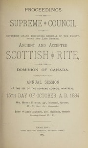 Cover of Proceedings of the Supreme Council of Canada Annual Session for 1884