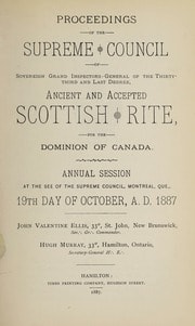Cover of Proceedings of the Supreme Council of Canada Annual Session for 1887