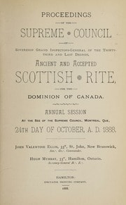 Cover of Proceedings of the Supreme Council of Canada Annual Session for 1888
