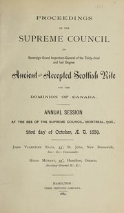 Cover of Proceedings of the Supreme Council of Canada Annual Session for 1889
