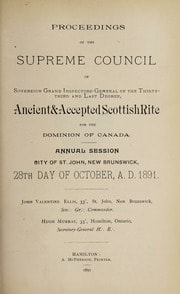 Cover of Proceedings of the Supreme Council of Canada Annual Session for 1891
