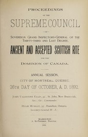 Cover of Proceedings of the Supreme Council of Canada Annual Session for 1892