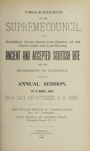 Cover of Proceedings of the Supreme Council of Canada Annual Session for 1893