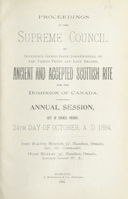 Cover of Proceedings of the Supreme Council of Canada Annual Session for 1894