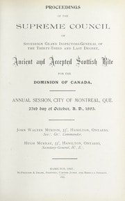 Cover of Proceedings of the Supreme Council of Canada Annual Session for 1895