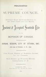 Cover of Proceedings of the Supreme Council of Canada Annual Session for 1896