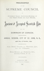 Cover of Proceedings of the Supreme Council of Canada Annual Session for 1899