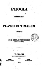 Cover of Procli commentarius in Platonis Timaeum graece