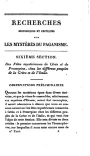 Cover of Recherches historiques et critiques sur les mystères du paganisme