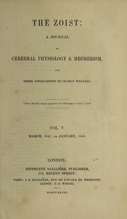 Cover of The Zoist. Volume 5, March 1847 - January 1848