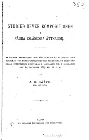 Cover of Studier öfver kompositionen i några isländska ättsagor