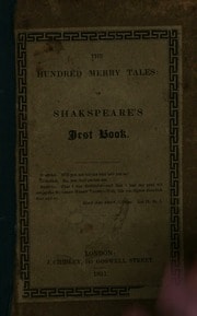 Cover of The hundred merry tales: or Shakspeare's jest book
