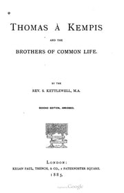 Cover of Thomas à Kempis and the Brothers of Common Life. Second edition, abridged