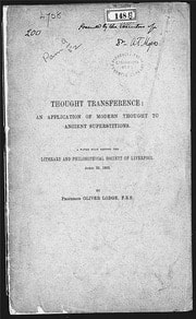Cover of Thought Transference: An Application of Modern Thought to Ancient Superstitions