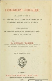 Cover of Underground Jerusalem: Its Wonders and Expeditions