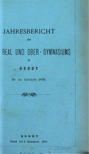 Cover of Jahresbericht des K. K. Real und Ober-Gymnasiums in Brody für das Schuljahr 1879