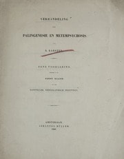Cover of Verhandeling over palingenesie en metempsychosis