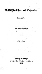 Cover of Volksthümliches aus Schwaben