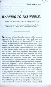 Cover of A warning to the world. Joanna Southcott's prophecies