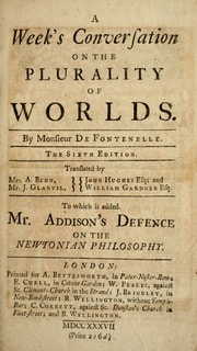 Cover of A week's conversation on the plurality of worlds