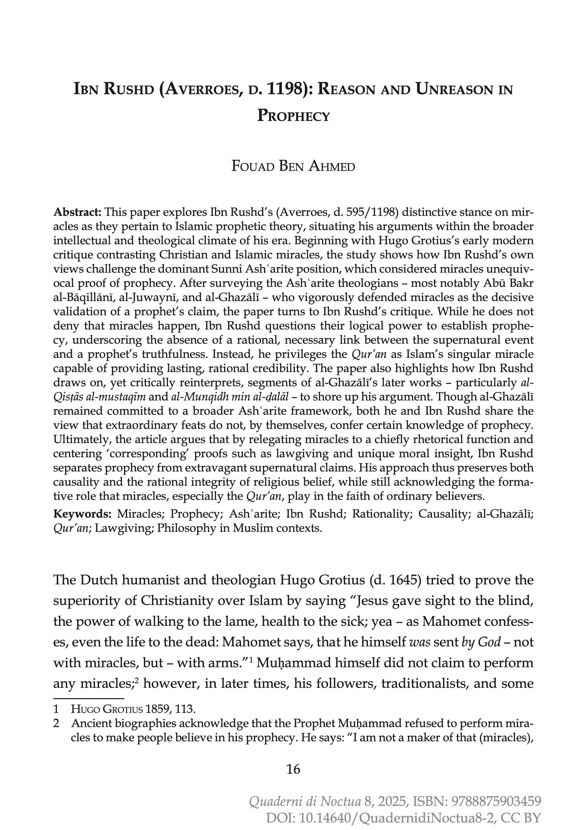 Cover of Ibn Rushd (Averroes, d. 1198): Reason and Unreason in Prophecy