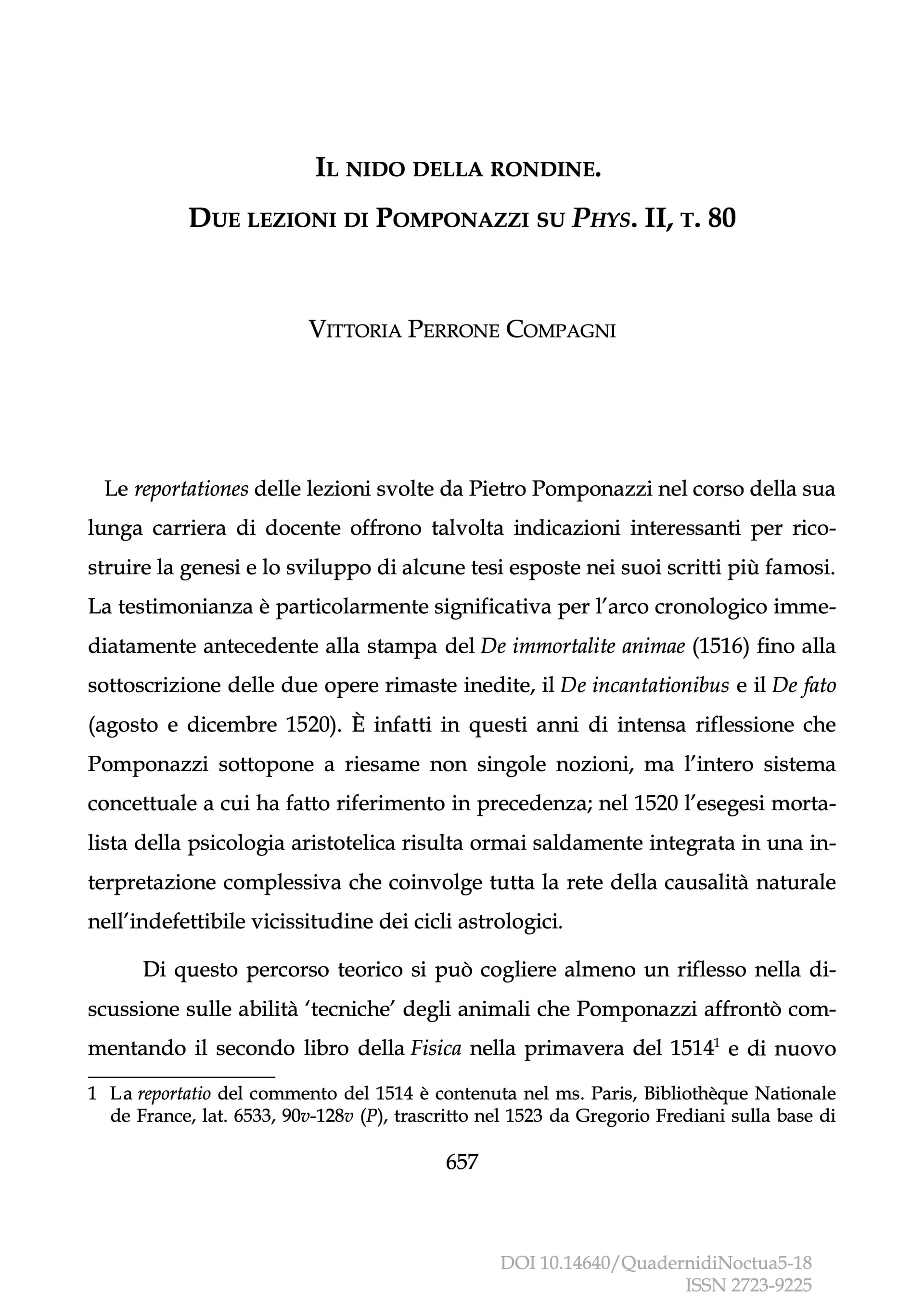 Cover of Il nido della rondine. Due lezioni di Pomponazzi su Phys. II, t. 80