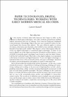 Cover of Chapter 6 Paper Technologies, Digital Technologies: Working With Early Modern Medical Records