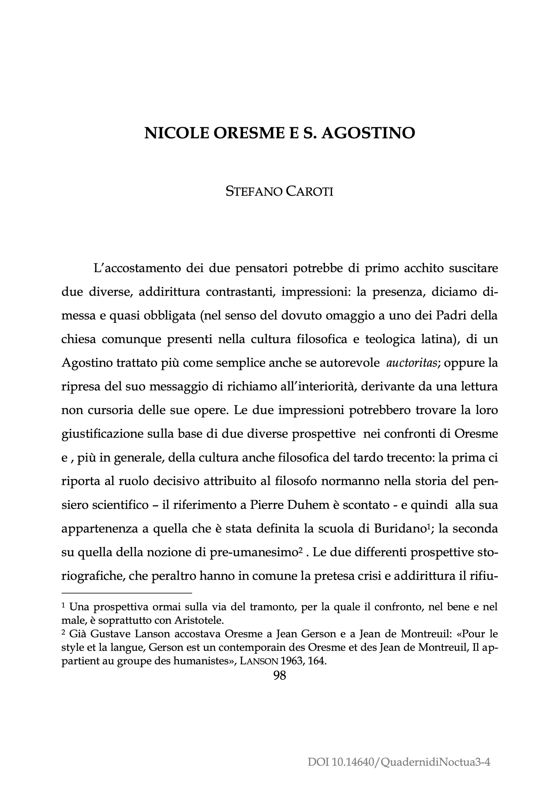Cover of Nicole Oresme e S. Agostino