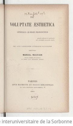 Cover of La Métaphysique de Herbart et la critique de Kant, par Marcel Mauxion