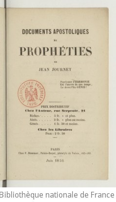Cover of Documents apostoliques et prophéties de Jean Journet