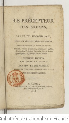 Cover of Le Précepteur des enfans, ou Livre du second âge... contenant, en abrégé, les articles qui suivent