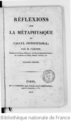 Cover of Réflexions sur la métaphysique du calcul infinitésimal, par Carnot
