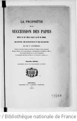 Cover of La Prophétie de la succession des papes depuis le XIIe siècle jusqu'à la fin du monde. (Signé
