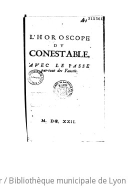 Cover of L'horoscope du conestable (de Luynes), avec le Passe par-tout des favoris