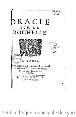 Cover of Oracle sur la Rochelle (en vers)