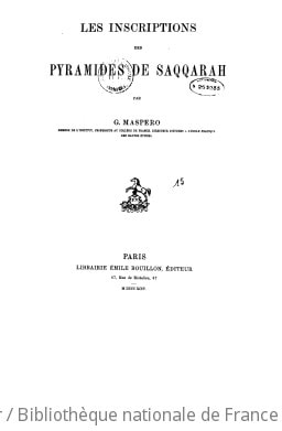 Cover of Les inscriptions des pyramides de Saqqarah