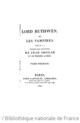 Cover of Lord Ruthwen, ou Les vampires. Tome 1