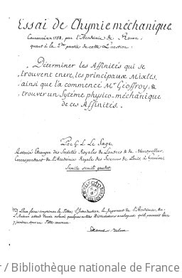 Cover of Essai de chymie méchanique , couronné en 1758 par l'Académie de Rouen, quant à la 2de partie de cette question