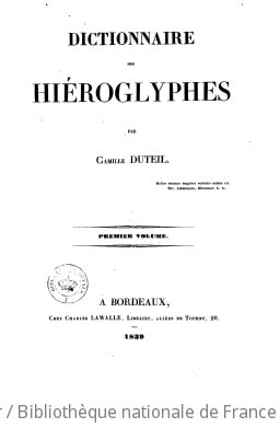 Cover of Dictionnaire des hiéroglyphes