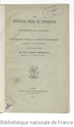 Cover of Des différentes phases de l'hypnotisme et en particulier de la fascination