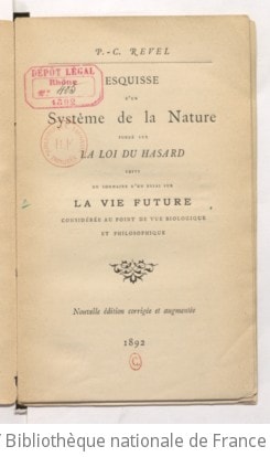 Cover of Esquisse d'un système de la nature fondé sur la loi du hasard ; suivi du Sommaire d'un essai sur la vie future, considérée au point de vue biologique et philosophique (Nouvelle édition corrigée et augmentée)