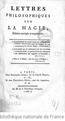 Cover of Lettres philosophiques sur la magie , édition corrigée et augmentée
